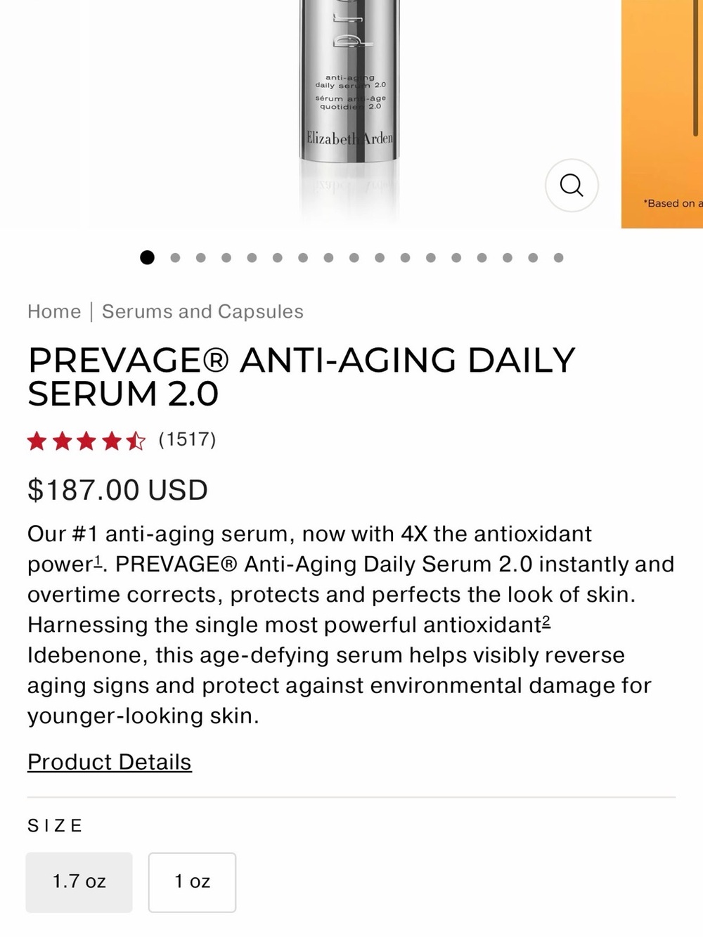 Elizabeth Arden Prevage Daily Serum 2.0 - 1.7Fl oz sealed - Picture 5 of 8
